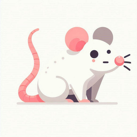Vector illustration of a cute cartoon mouse isolated on a white background.のイラスト素材