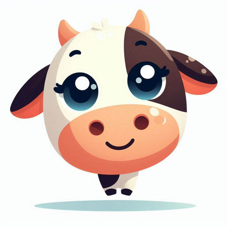 Cute cartoon cow. Vector illustration isolated on a white background.のイラスト素材