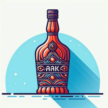 Vector illustration of a bottle of rum with a label in retro styleのイラスト素材