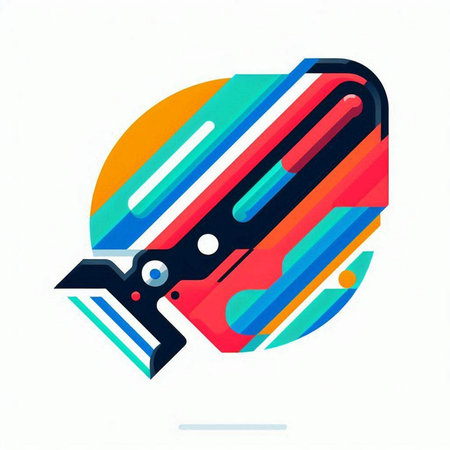 Abstract colorful geometric shape on white background. Minimal style. Vector illustration.のイラスト素材