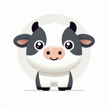 Cute cartoon cow isolated on a white background. Vector illustration.のイラスト素材
