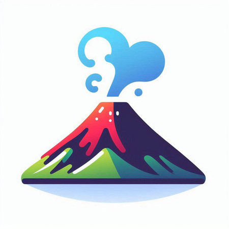 Volcano icon. Vector illustration. Flat design style. Made in vector.のイラスト素材