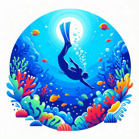 Underwater world vector illustration. Underwater world vector illustration. Underwater world vector illustrationのイラスト素材