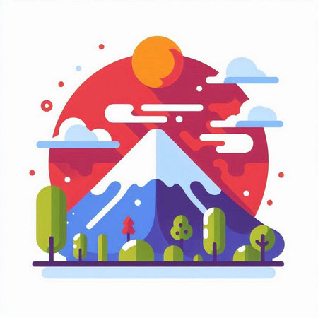 Mountain landscape. Flat design, vector illustration, vector illustration.のイラスト素材