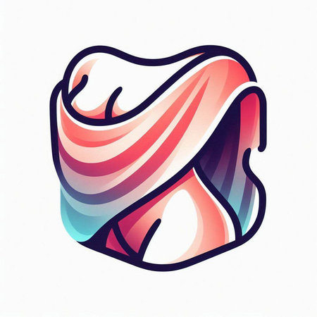 Illustration of a white background with a colorful ribbon in the shape of a heartのイラスト素材