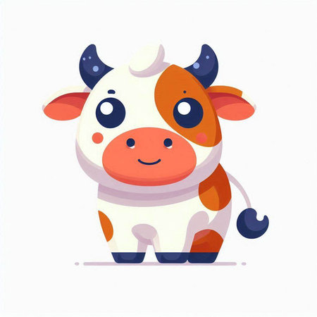 Cute cartoon cow. Farm animal. Vector illustration in flat styleのイラスト素材