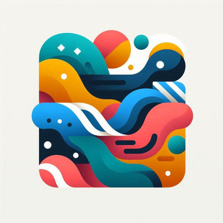 Colorful geometric shapes composition with soft shadow. Fluid gradient shapes composition.のイラスト素材