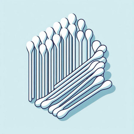 Cotton swabs icon isolated on blue background. Vector illustration.のイラスト素材