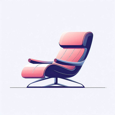 Illustration of modern armchair in pastel colors on white backgroundのイラスト素材