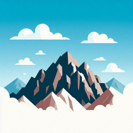 Mountain landscape with clouds and blue sky. Vector illustration. Eps 10のイラスト素材