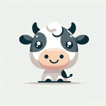 Cute cartoon cow. Vector illustration in a flat style. Farm animal.のイラスト素材