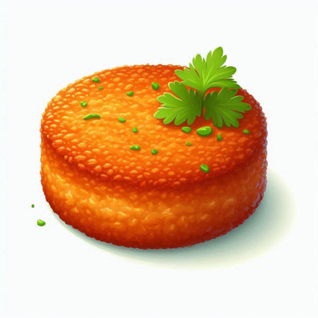 Illustration of an orange cake with parsley on a white backgroundのイラスト素材