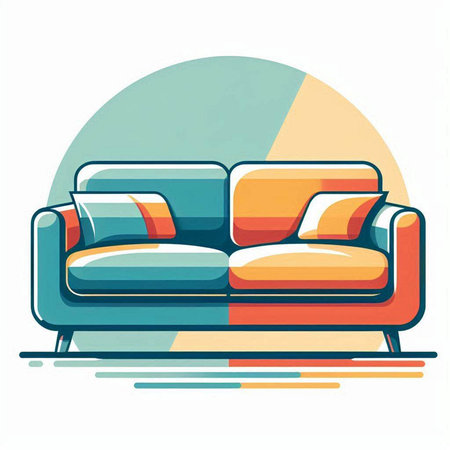 Sofa in modern flat style. Colorful vector illustration of sofa.のイラスト素材