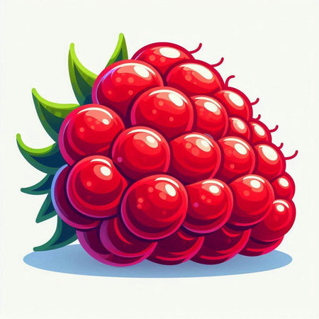 Raspberry fruit isolated on white background. Realistic vector illustration.のイラスト素材