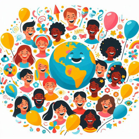 International Day of Families. Happy people around the globe. Vector illustrationのイラスト素材