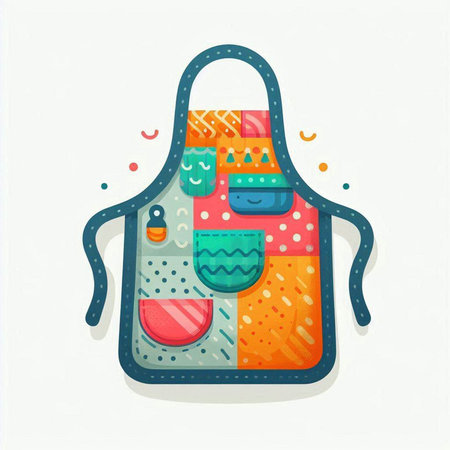 Kitchen apron icon. Hand drawn doodle vector illustration.のイラスト素材