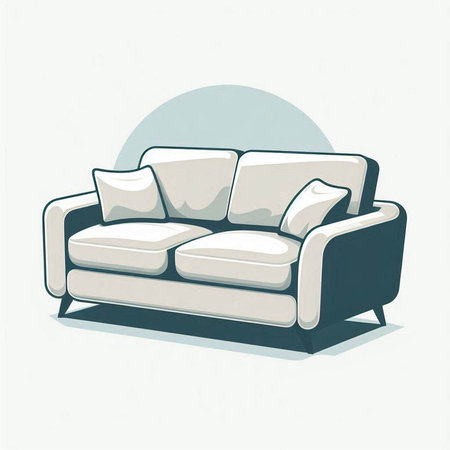 Illustration of a white sofa on a white background, vector illustrationのイラスト素材