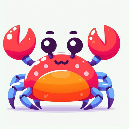 Cute cartoon crab character. Vector illustration of a sea animal.のイラスト素材