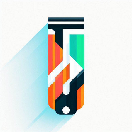 Colorful abstract geometric letter - J in a flat design style.のイラスト素材