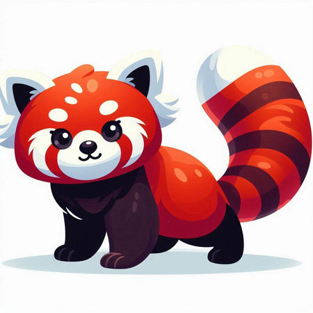 Red panda on a white background. Cute cartoon vector illustration.のイラスト素材