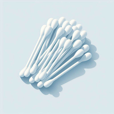White cotton swabs on a blue background. Vector illustration. Eps 10.のイラスト素材