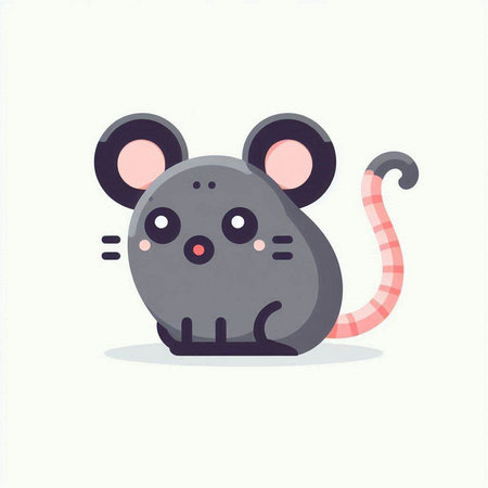 Cute cartoon mouse. Vector illustration. Isolated on white background.のイラスト素材