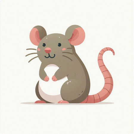 Cute cartoon rat isolated on a white background. Vector illustration.のイラスト素材