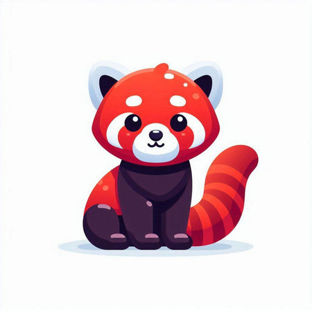 Cute red panda cartoon character. Vector illustration in flat styleのイラスト素材