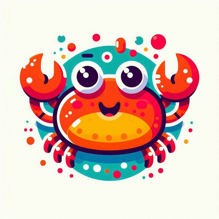 Cute cartoon crab. Vector illustration isolated on a white background.のイラスト素材