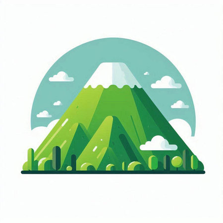 Mountain in the flat style. Landscape with nature. Vector illustration.のイラスト素材