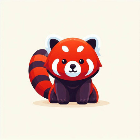 Red panda. Cute cartoon animal character. Vector illustration.のイラスト素材