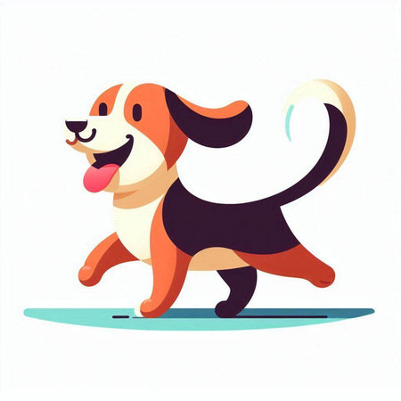 Cartoon vector illustration of a cute beagle dog running and smiling.のイラスト素材