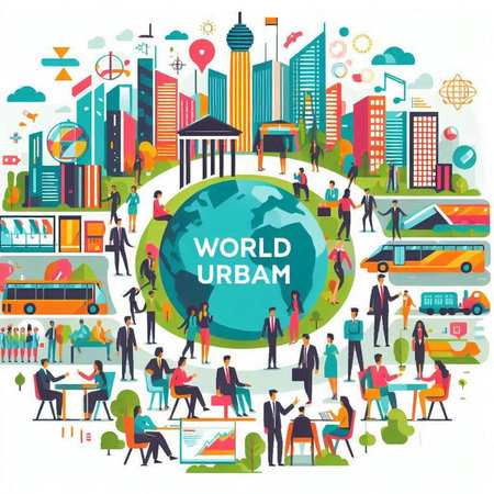 World Wide Web concept. People around the globe. Vector illustration.のイラスト素材