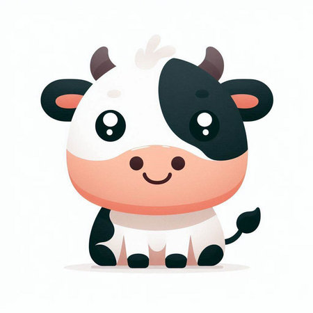 Cute cartoon cow on white background. Vector illustration of a cowのイラスト素材