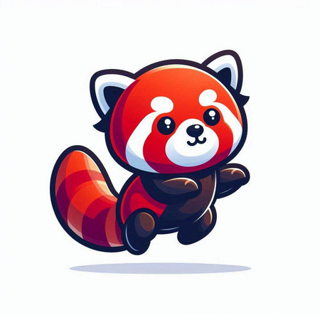 Cute cartoon red panda isolated on white background. Vector illustration.のイラスト素材