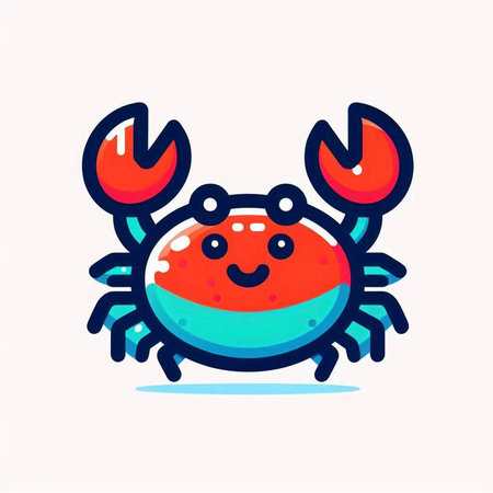 Cute cartoon crab. Vector illustration of a cute crab character.のイラスト素材