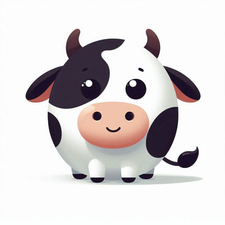 Cute cartoon cow isolated on a white background. Vector illustration.のイラスト素材
