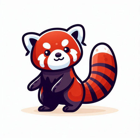 Cute cartoon red panda on white background. Vector illustration.のイラスト素材