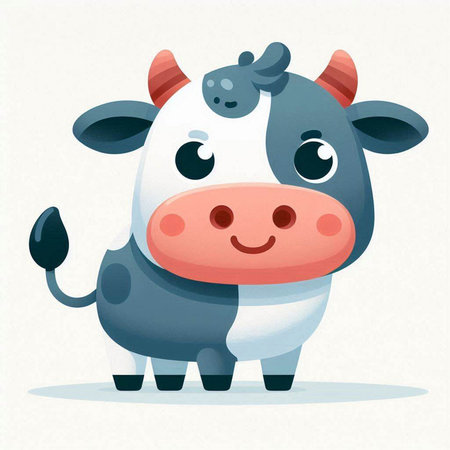 Cute cartoon cow. Vector illustration of a cute cartoon cow.のイラスト素材