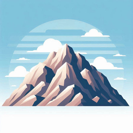 Mountains and sky with clouds. Vector illustration. Eps 10.のイラスト素材