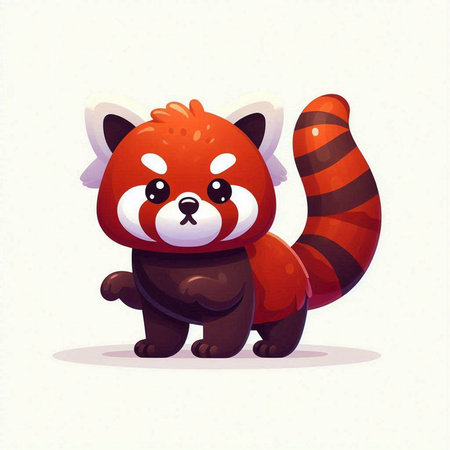 Cute cartoon red panda. Vector illustration on white background.のイラスト素材