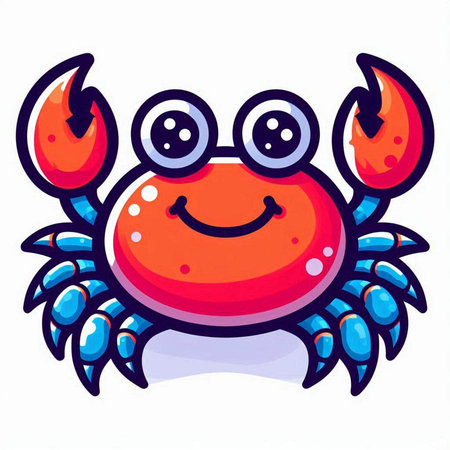 Cute cartoon crab. Vector illustration isolated on a white background.のイラスト素材