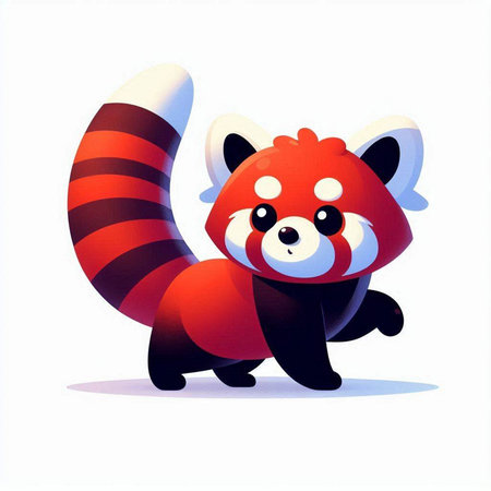 Cute red panda cartoon character isolated on a white background.のイラスト素材