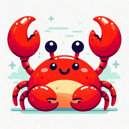 Cartoon red crab on a white background. Vector illustration for your designのイラスト素材