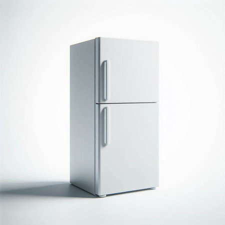 White refrigerator isolated on a white background. 3d render illustration.のイラスト素材