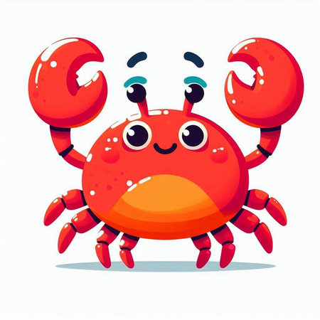 Cute cartoon red crab on a white background. Vector illustration.のイラスト素材
