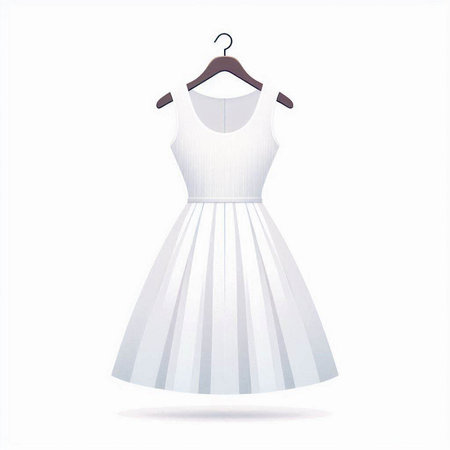 White dress on a hanger isolated on white background. Vector illustration.のイラスト素材
