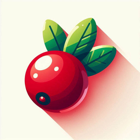 Cranberry, vector illustration, flat design style, with long shadowのイラスト素材