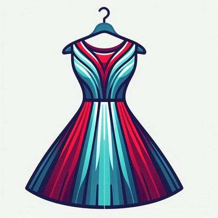 Dress design. Vector illustration of a beautiful dress on a hanger.のイラスト素材