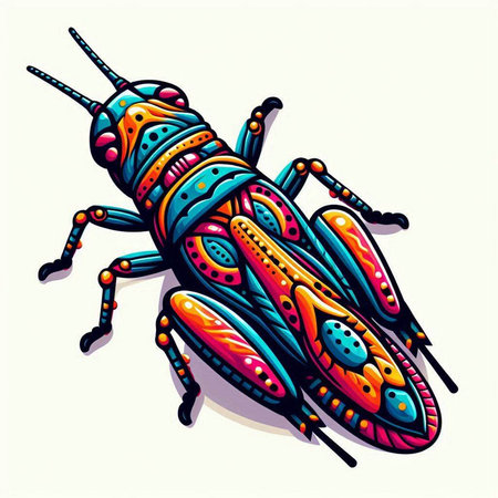 Colorful grasshopper isolated on white background. Vector illustration.のイラスト素材